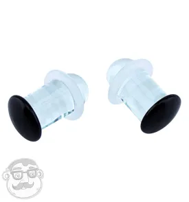 1 Gauge (7mm) Black Top Single Flare Glass Plugs