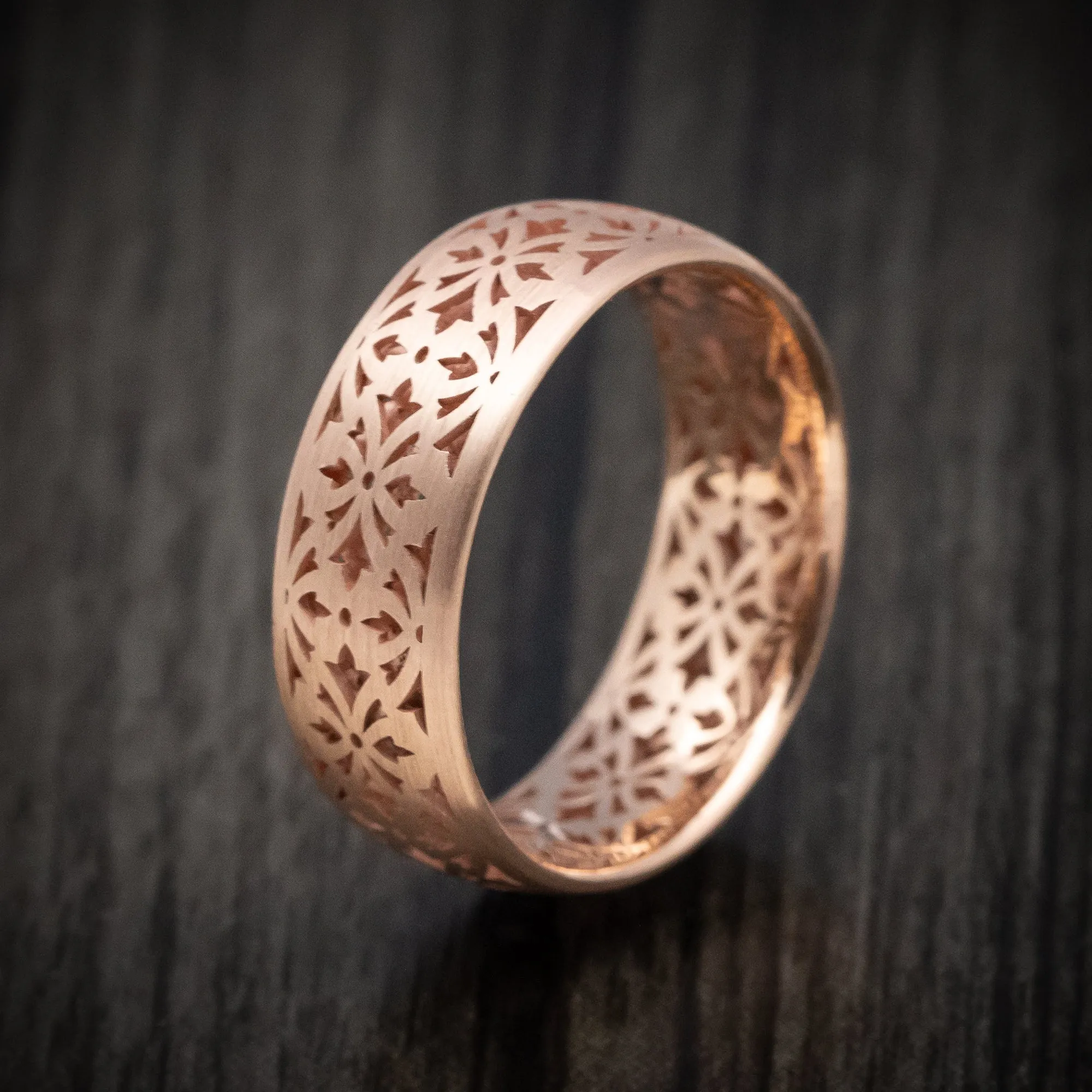 14K Rose Gold Cut-Through Band Custom Made Men's Ring