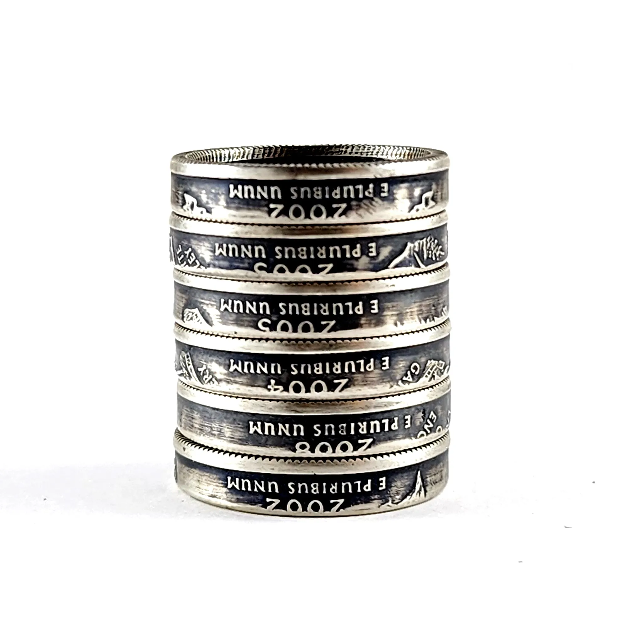 90% Silver State Quarter Narrow Band Coin Ring