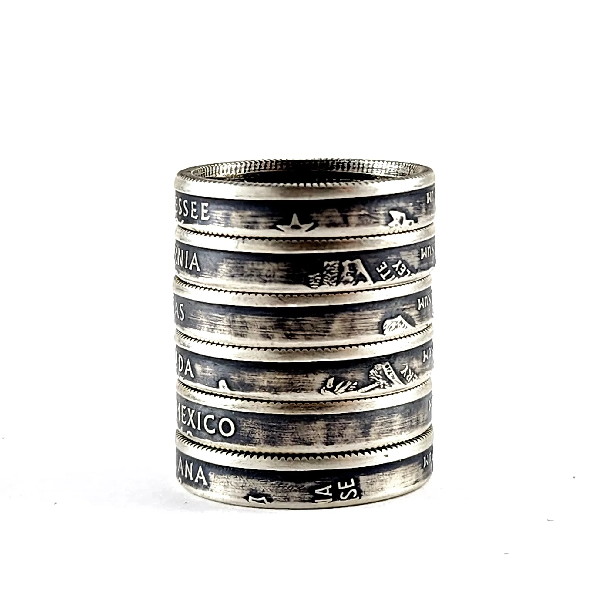 90% Silver State Quarter Narrow Band Coin Ring