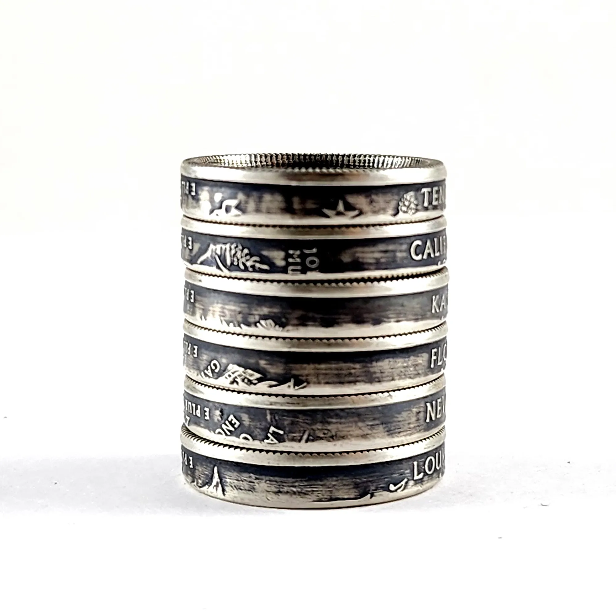 90% Silver State Quarter Narrow Band Coin Ring