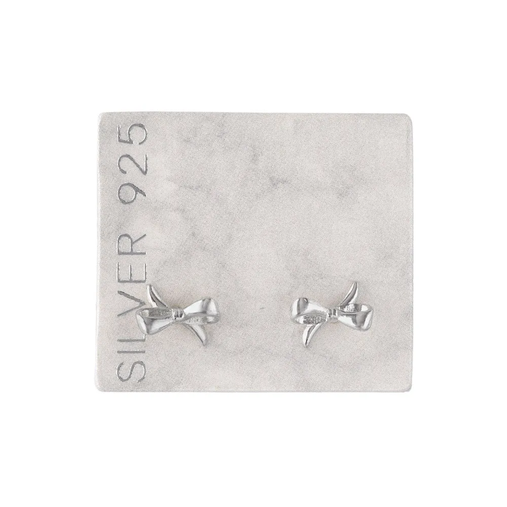 925 Silver Ribbon Bow Studs