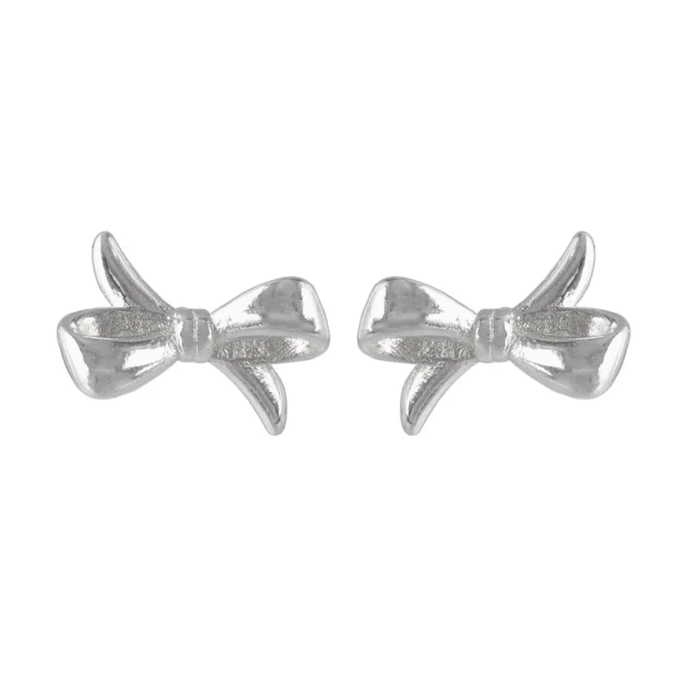 925 Silver Ribbon Bow Studs