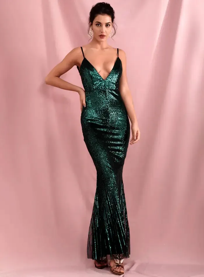 Amphitrite Sequin Green Formal Dress