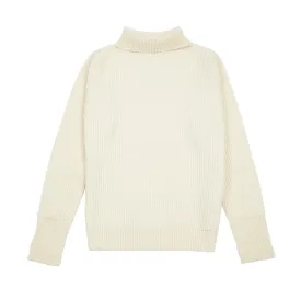 Andersen-Andersen Navy Turtle Neck Sweater in Off White