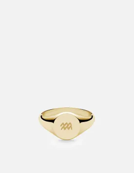 Aquarius Astro Signet Ring, 14k Gold