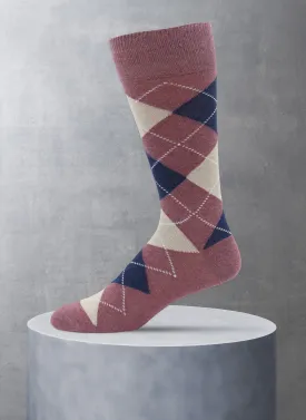 Argyle Cotton Sock in Burgundy