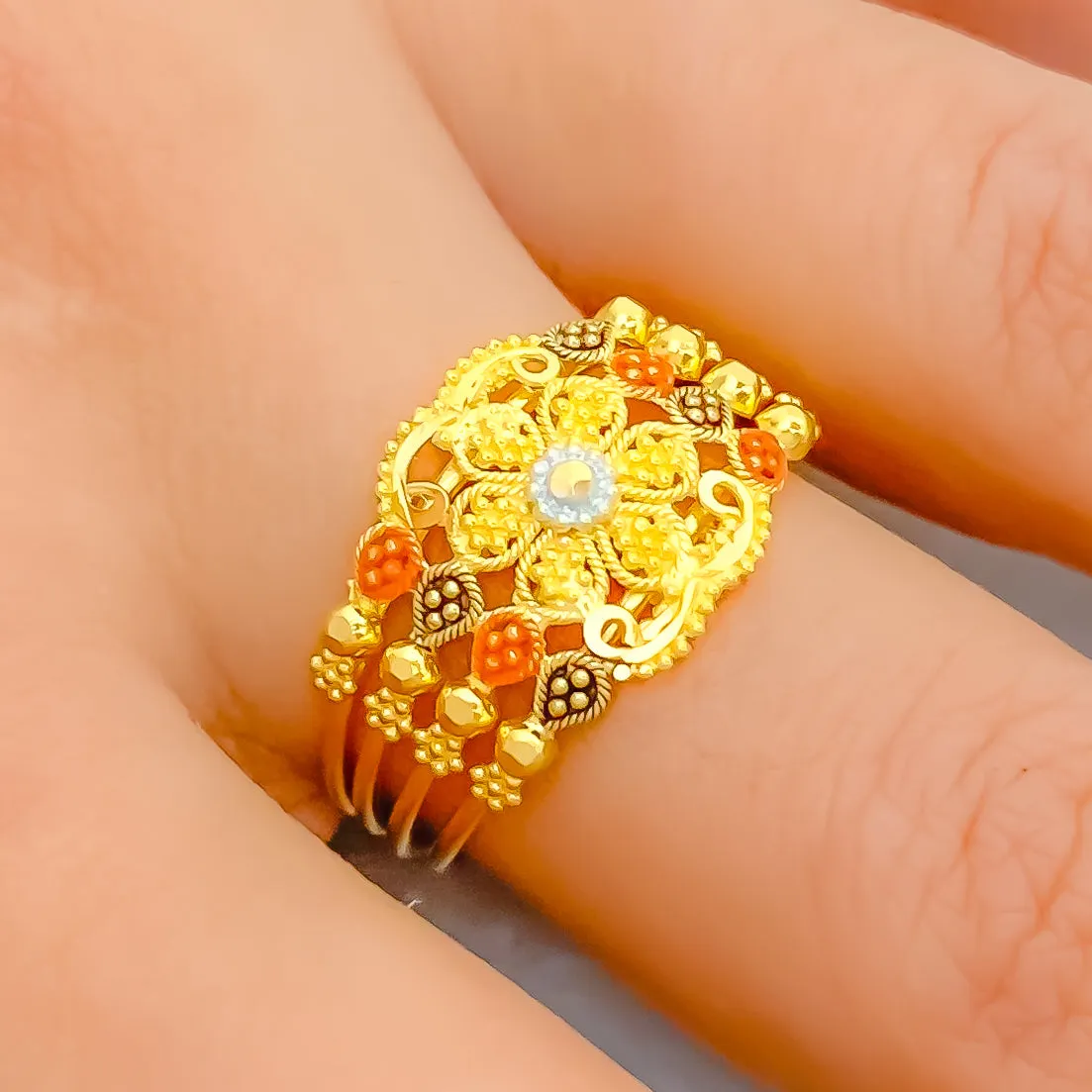 Attractive Beaded Floral Ring