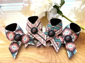 Aztec Leather Napkin Rings 4-pc