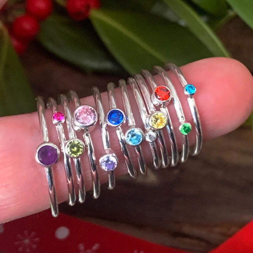 Birthstone stacking rings 2mm