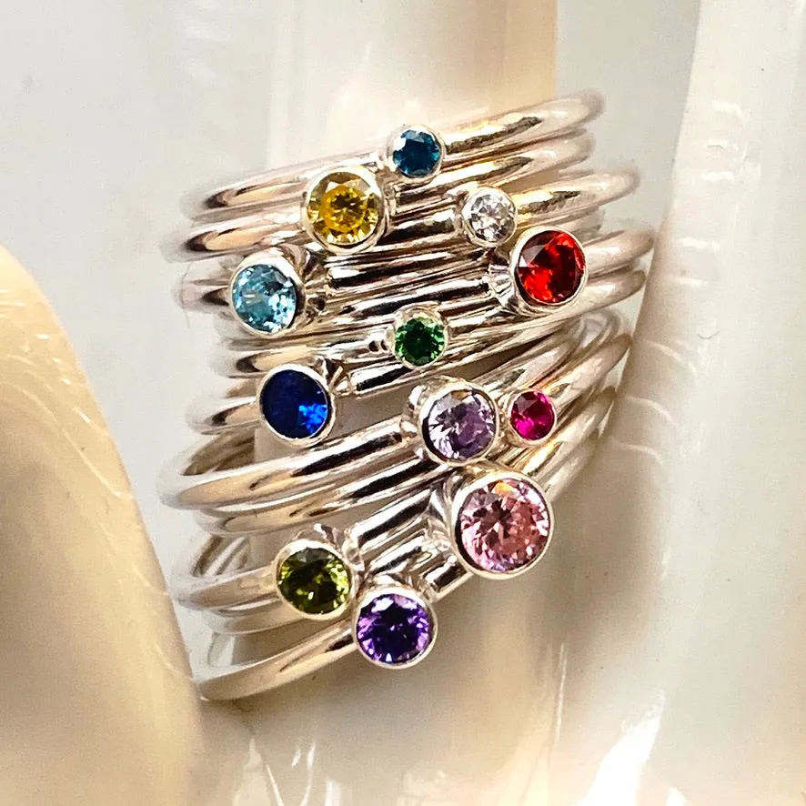 Birthstone stacking rings 2mm