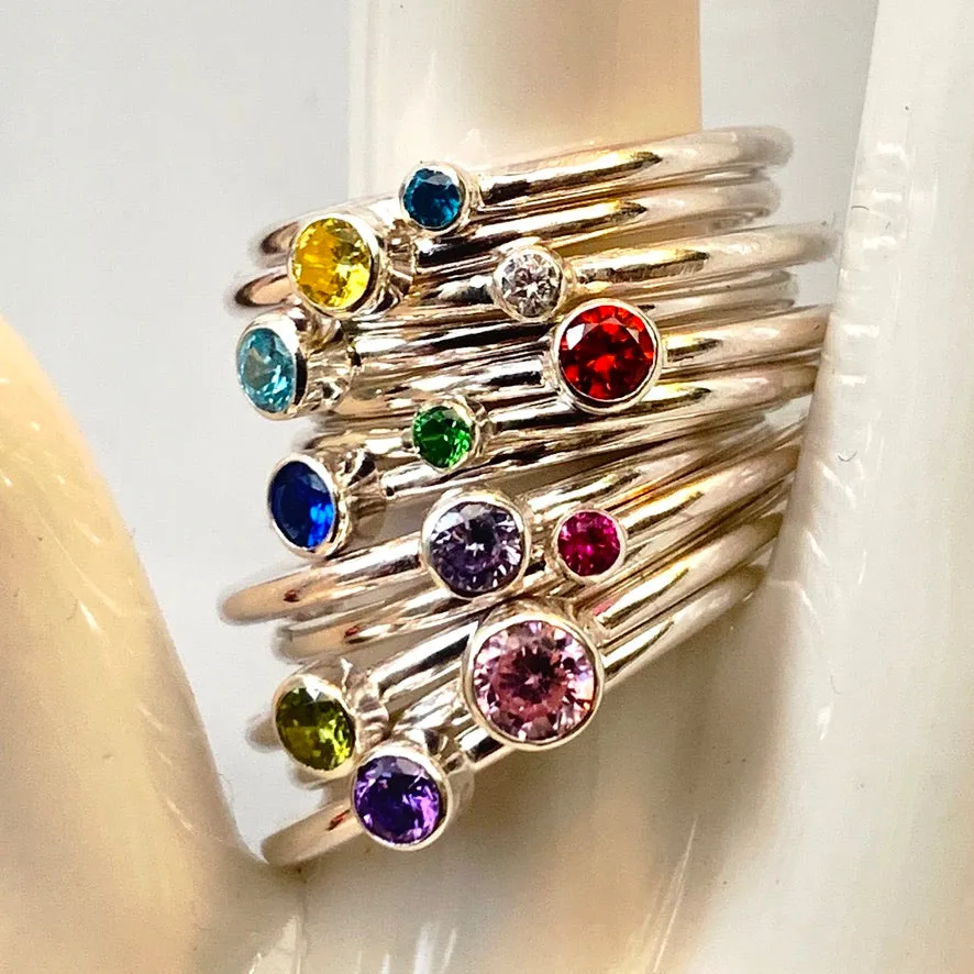 Birthstone stacking rings 2mm