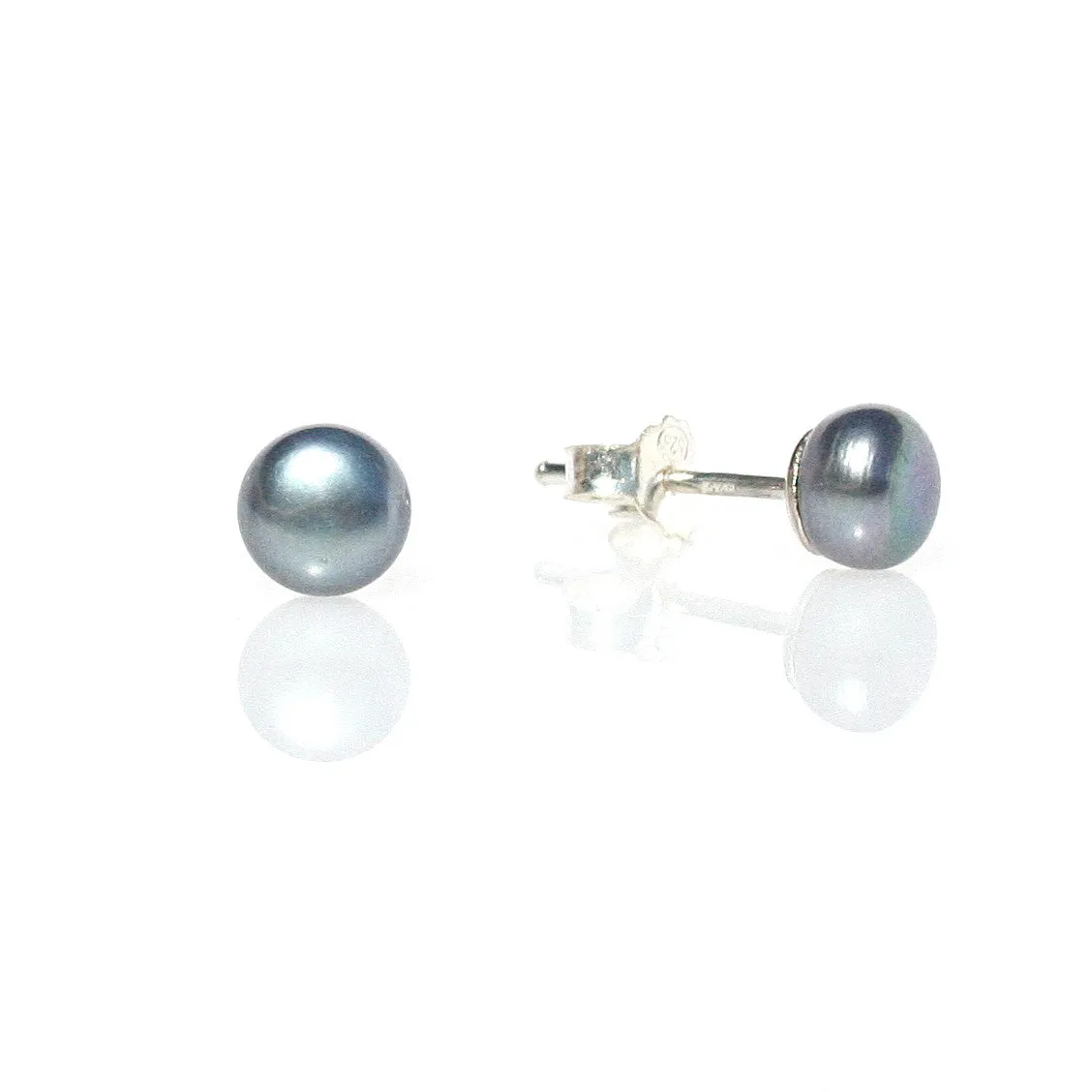 Black Pearl Studs  4mm