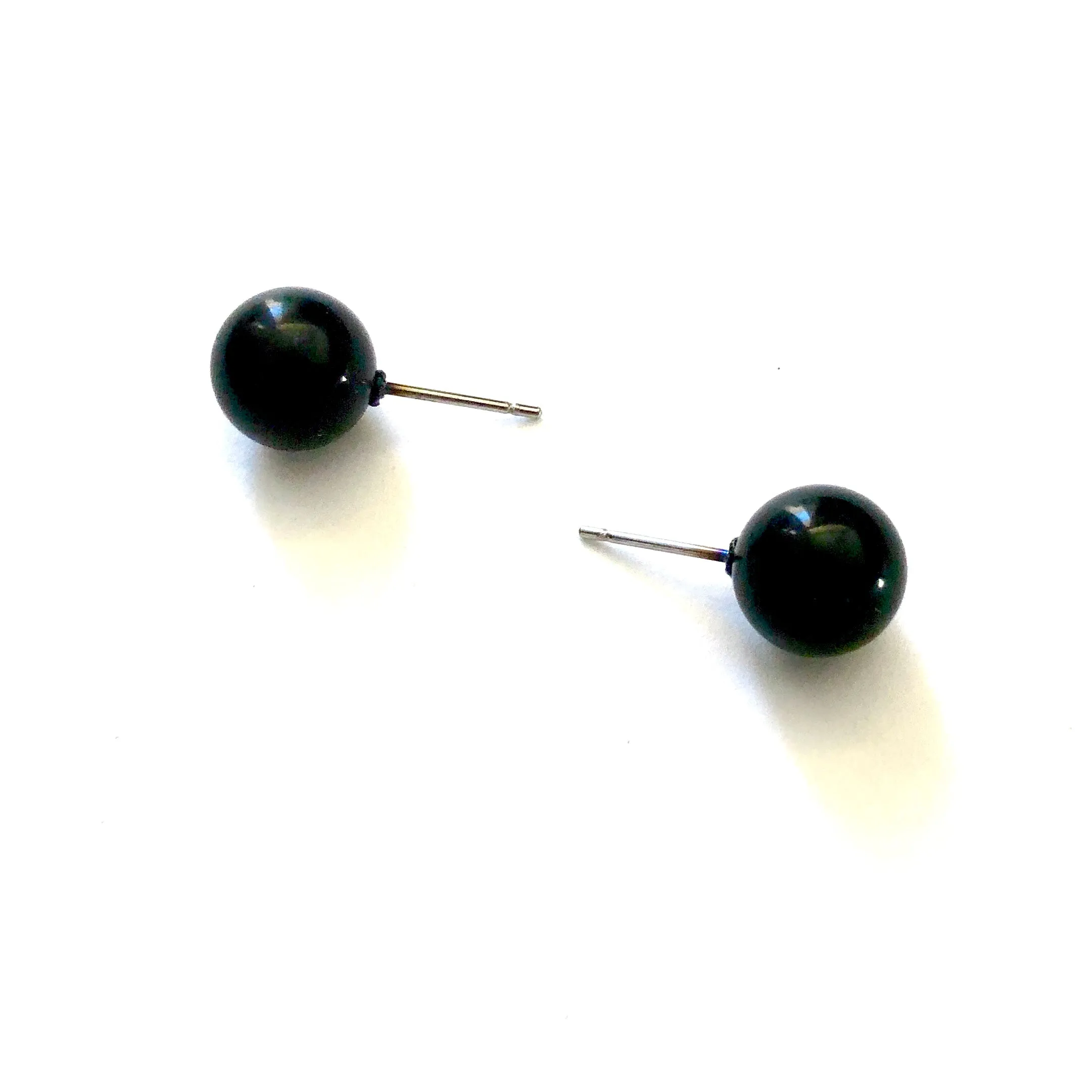 Black Petite Lucite Ball Stud Earrings