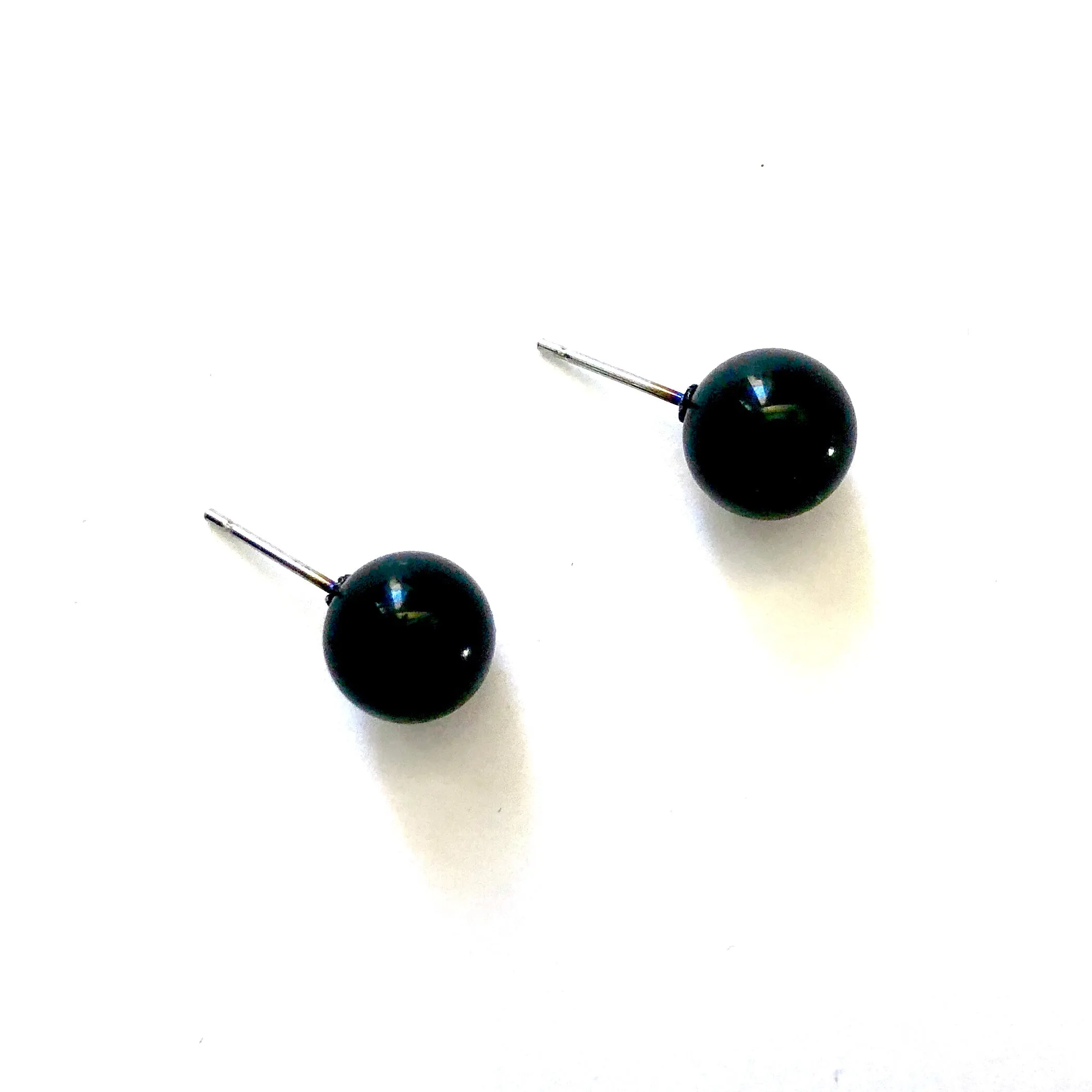 Black Petite Lucite Ball Stud Earrings