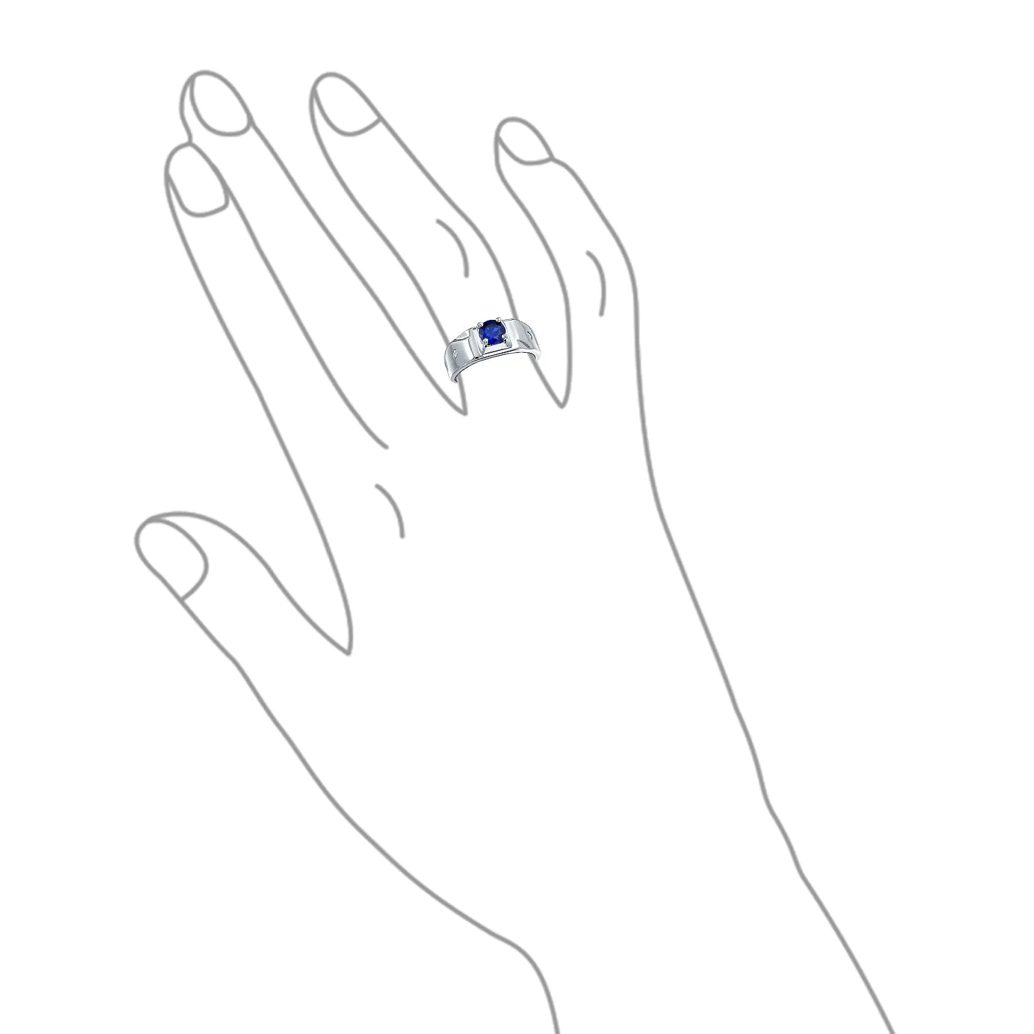 Blue Sapphire CZ Mens Engagement Ring .925 Sterling Silver