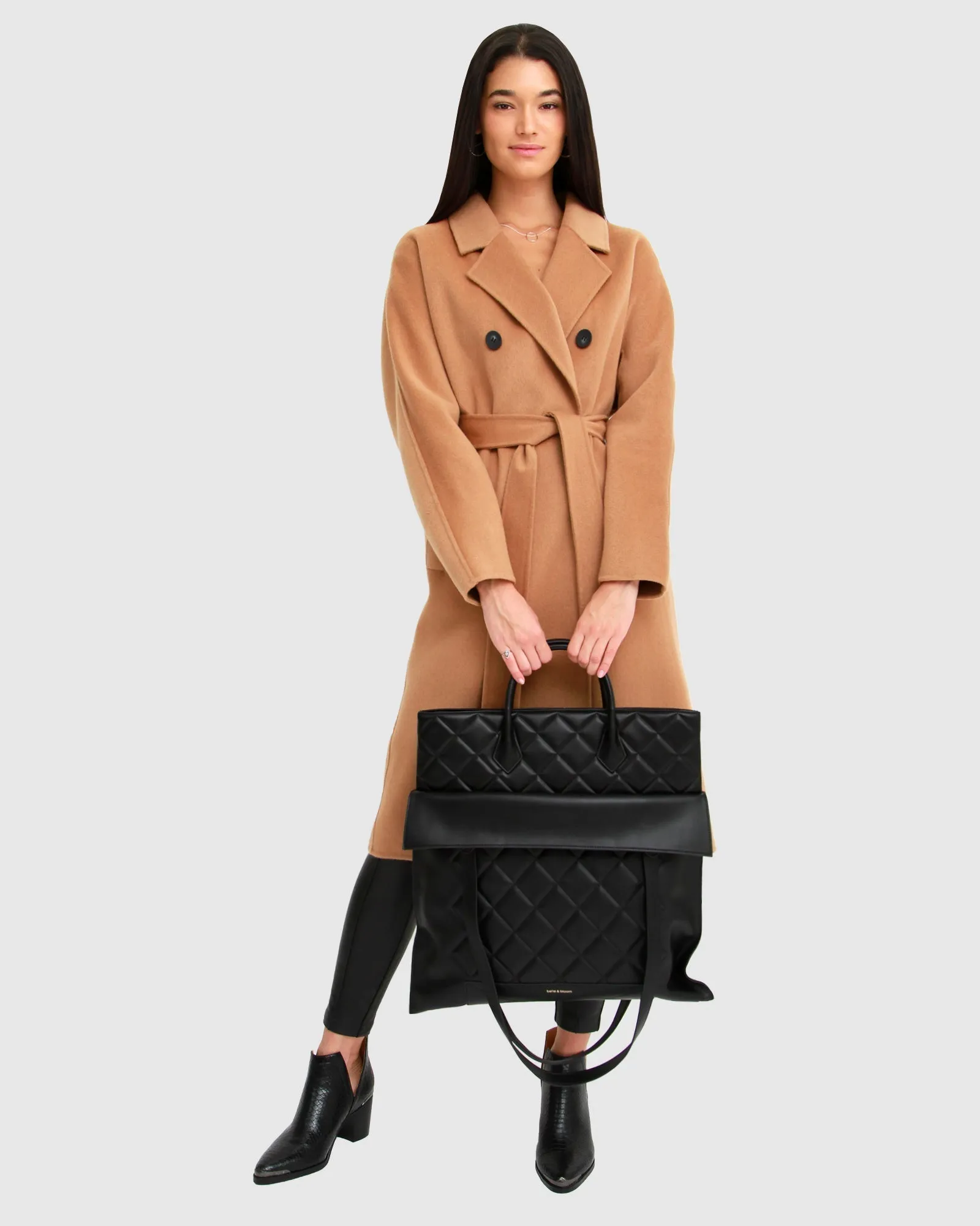 Boss Girl Double-Breasted Lined Wool Coat - Camel