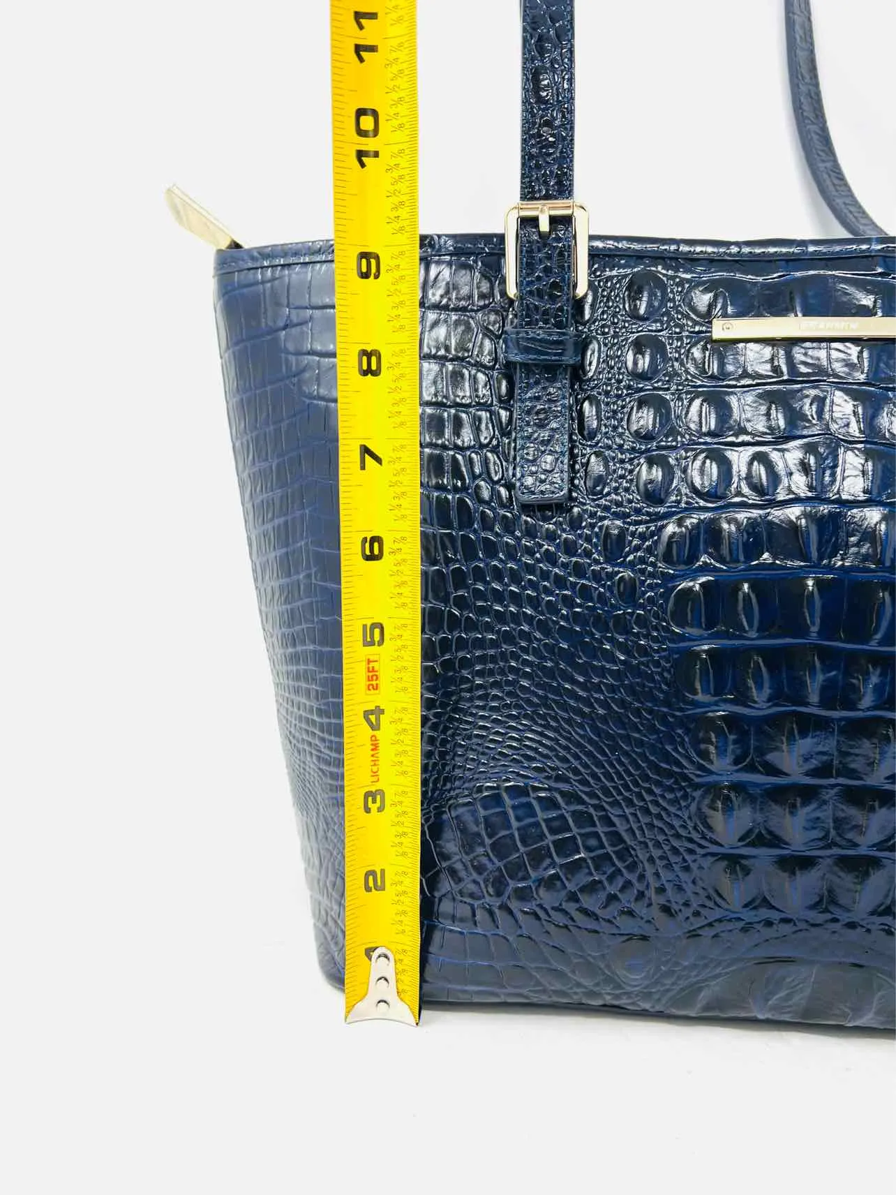 Brahmin Navy Reptile Leather W/ DUST BAG Designer Tote