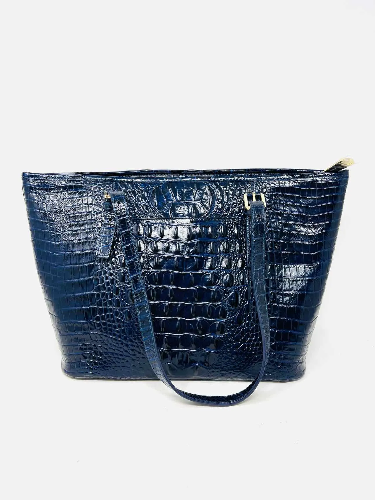 Brahmin Navy Reptile Leather W/ DUST BAG Designer Tote