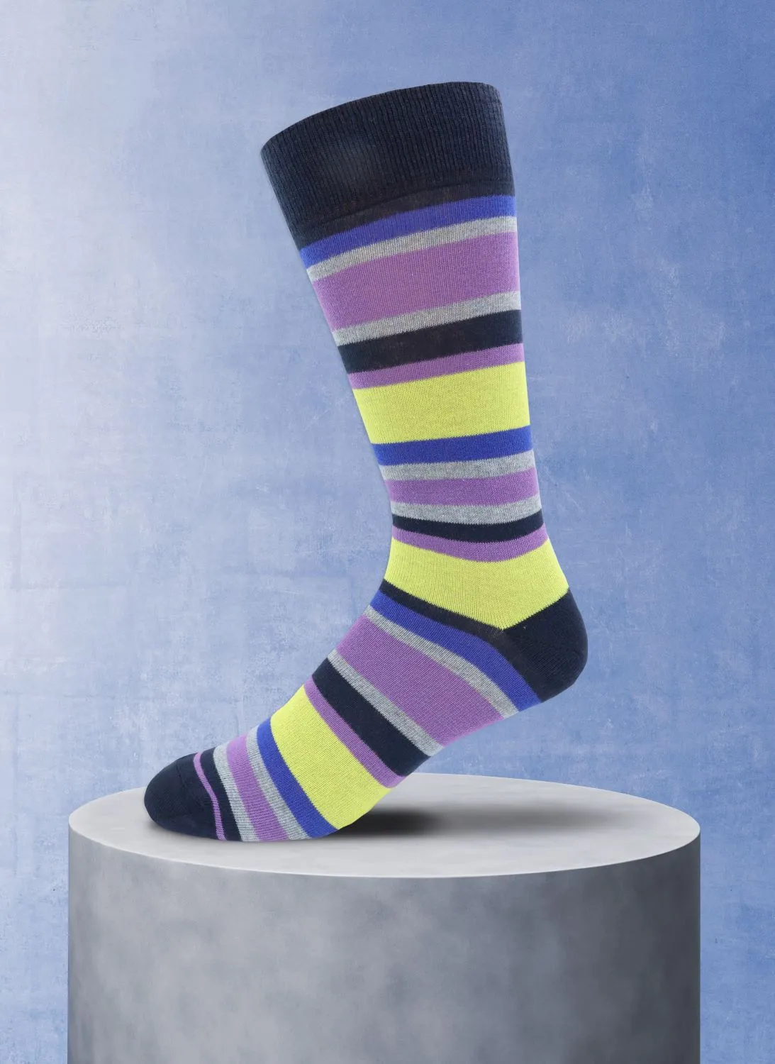 Bright Jaspe Pop Stripe Sock in Navy