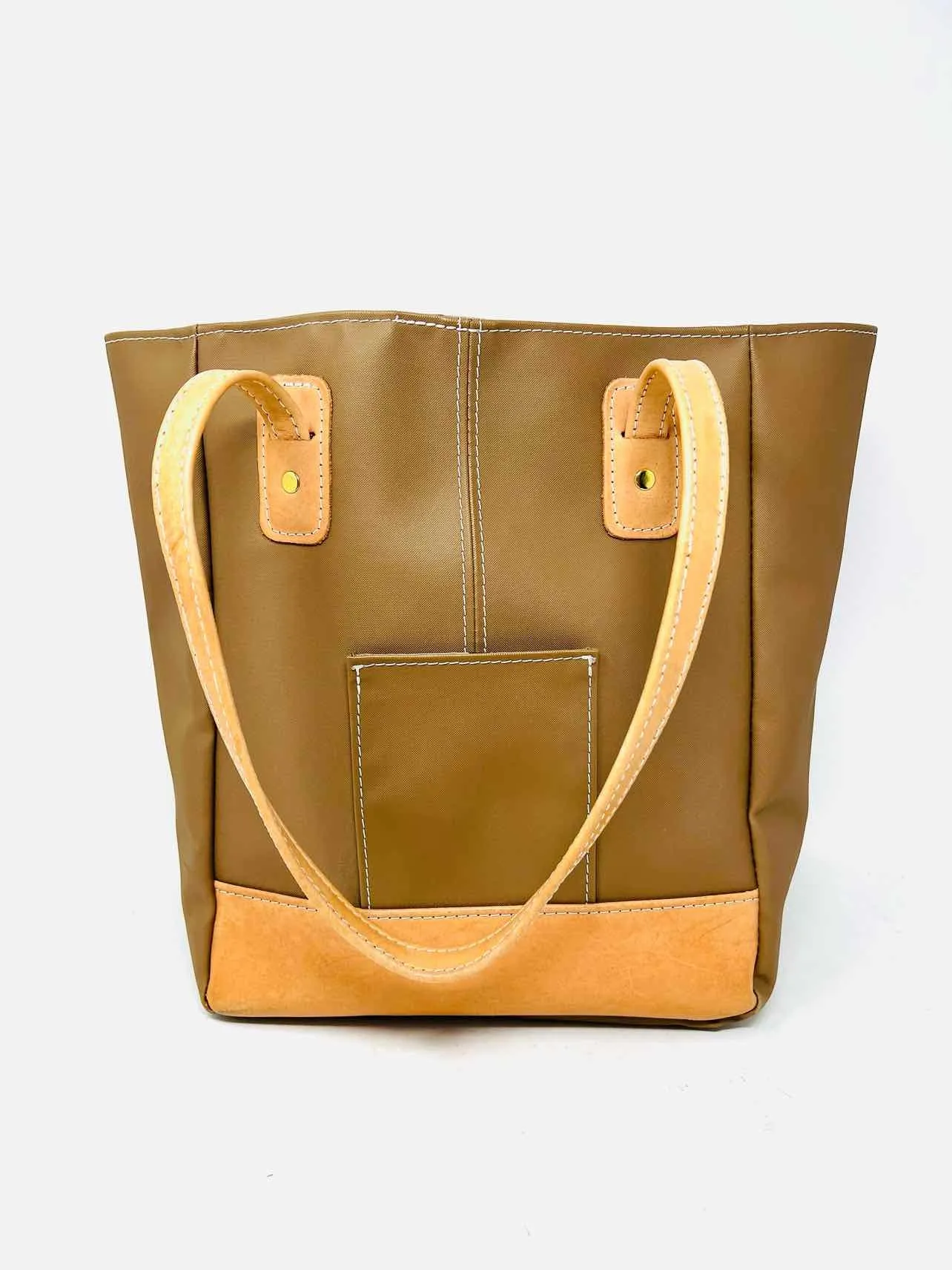 Brown/Tan Nylon Leather Trim Designer Tote