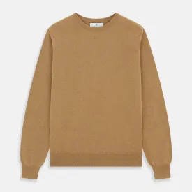 Camel Crew Neck Merino Wool Jumper