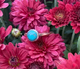 Copper Twisted Wire Authentic Turquoise Rings