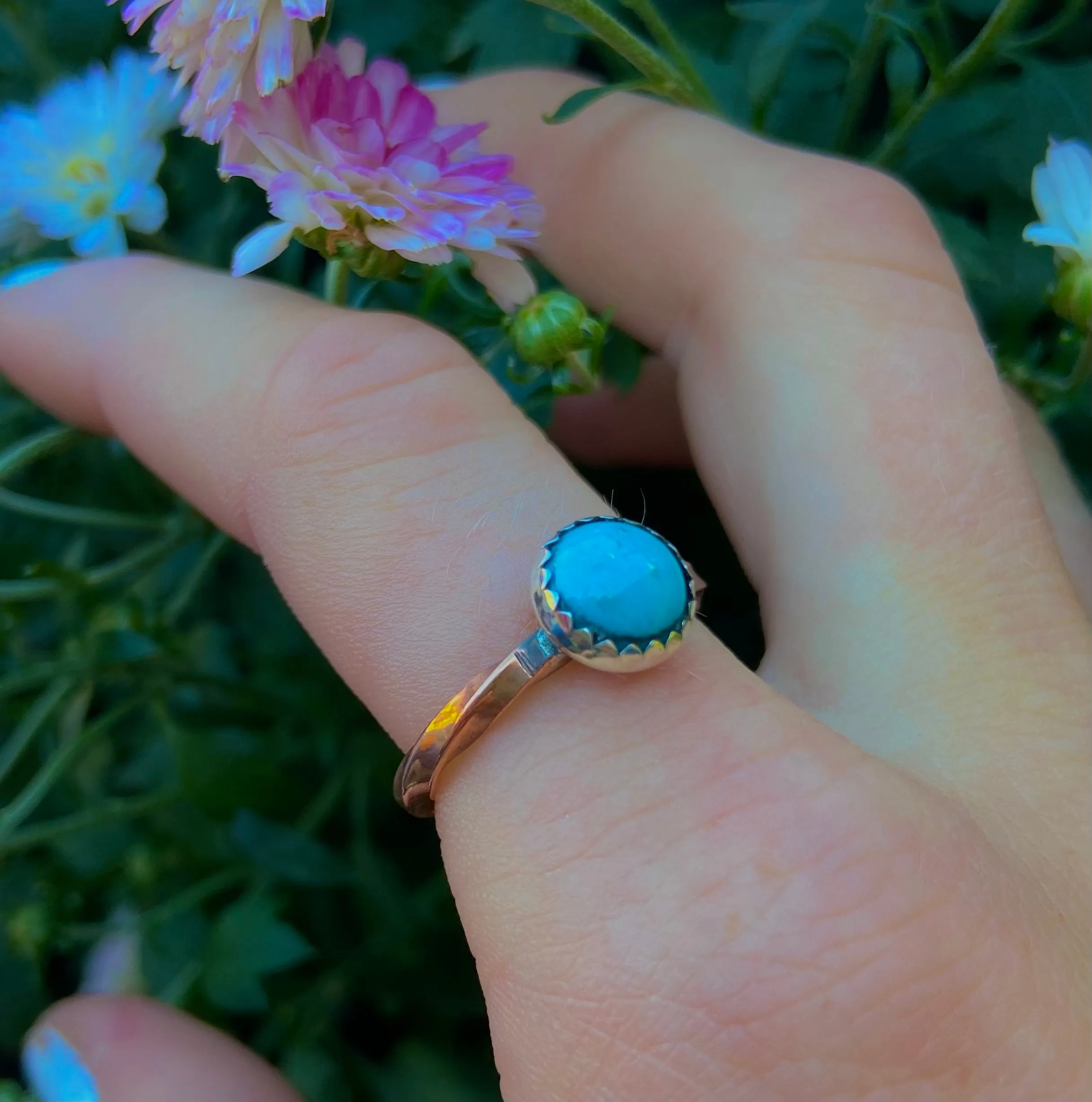 Copper Twisted Wire Authentic Turquoise Rings