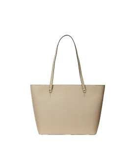 Crosshatch Leather Medium Karly Tote - Beige