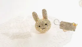 Crystal Gold Tone Cocktail Rabbit Ring