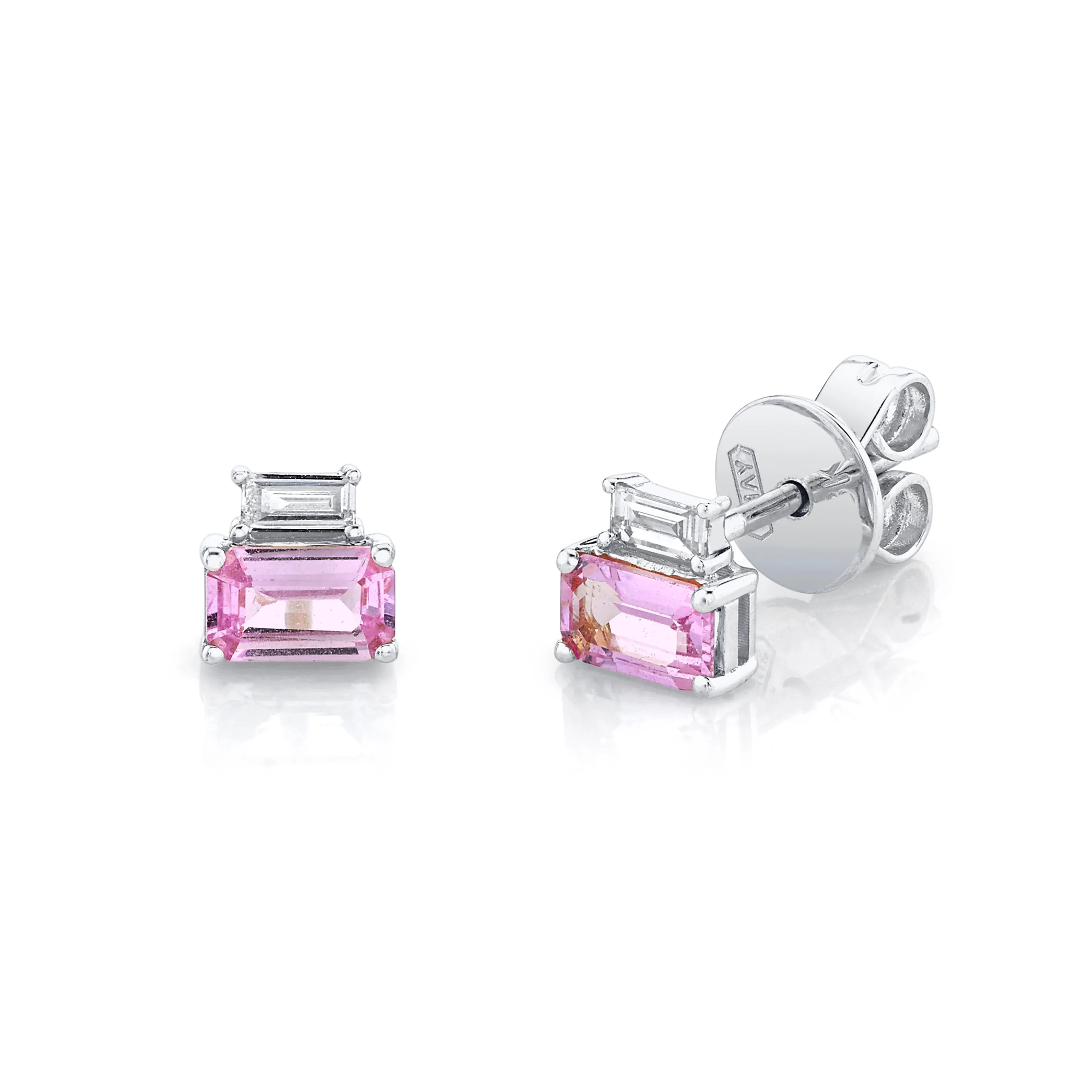 DIAMOND & PINK SAPPHIRE TWO STEP STUDS