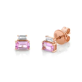 DIAMOND & PINK SAPPHIRE TWO STEP STUDS