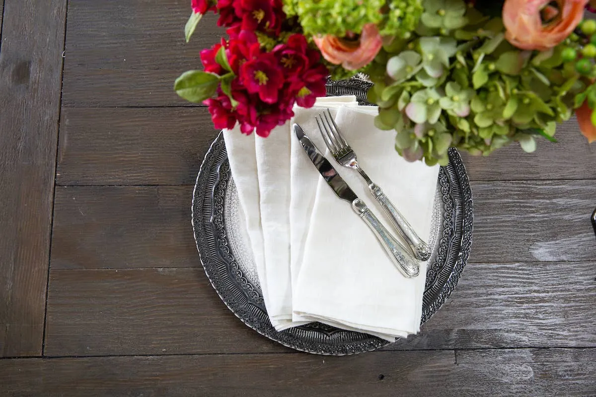 Dinner Napkins - Washed Linen Napkin Set -Cream