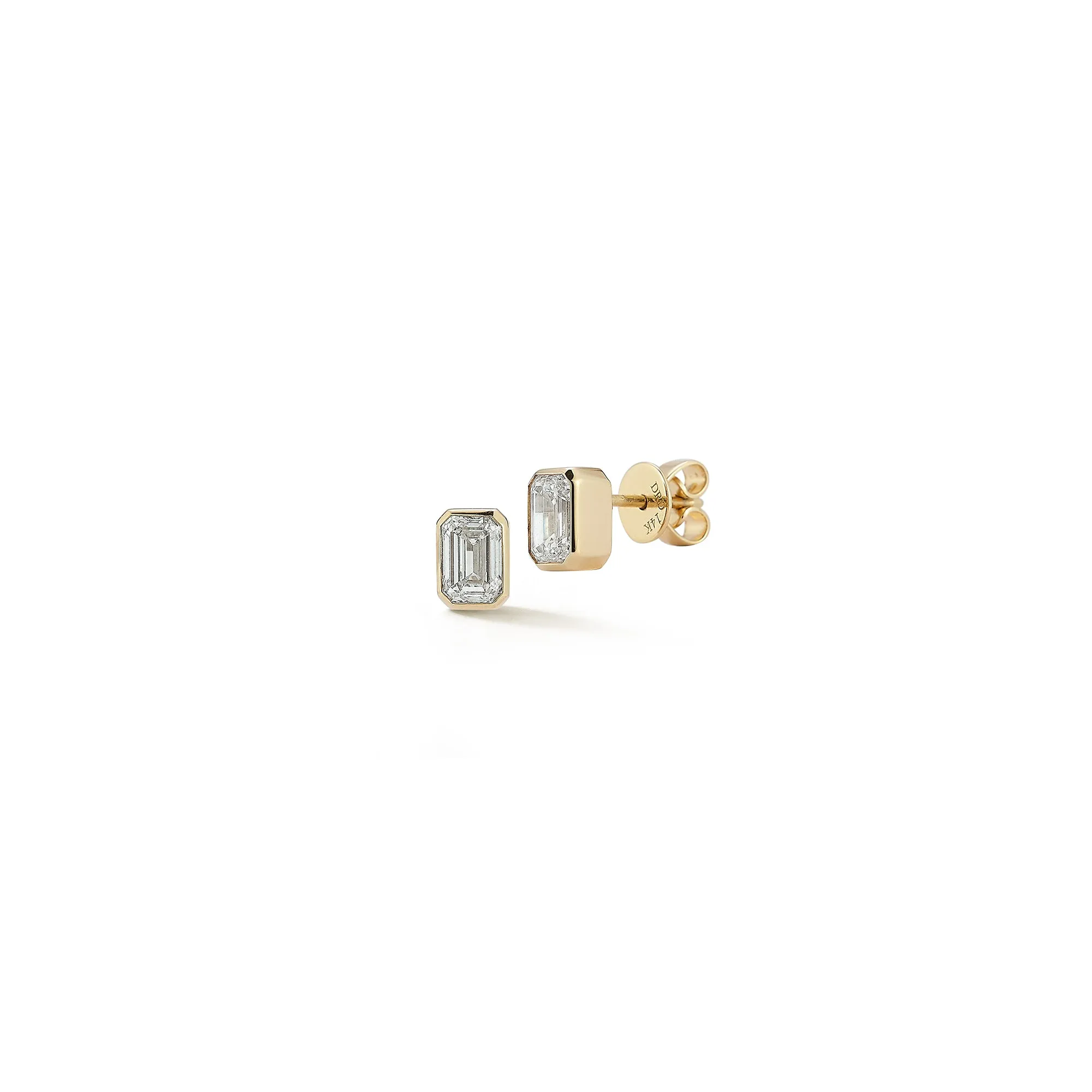 DRD Emerald Cut Bezel Set Diamond Studs 1.00 Ct. Total Weight