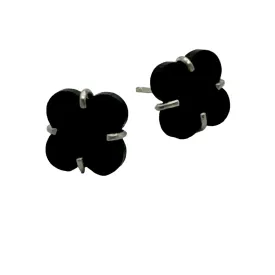 Four leaf  clover onyx studs