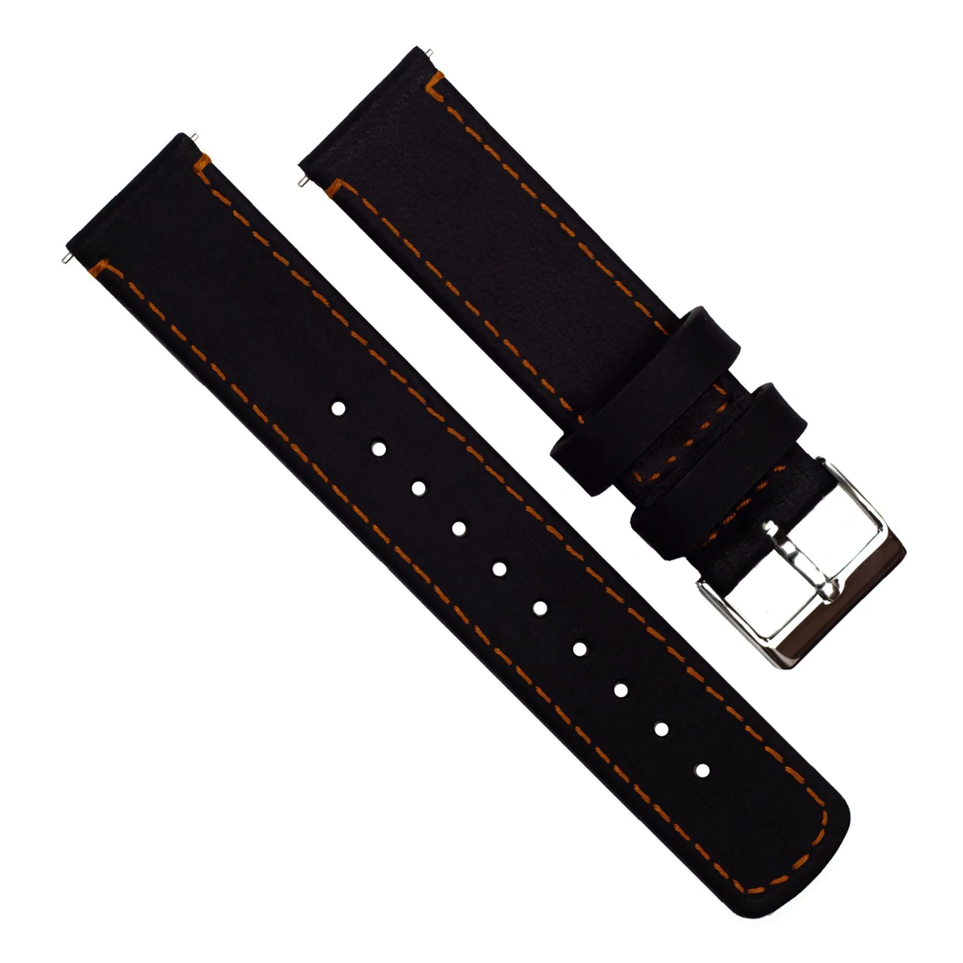 Gear S3 Classic Frontier Black Leather Orange Stitching Watch Band