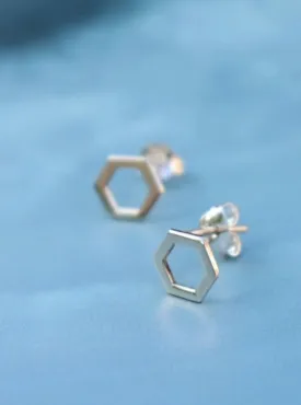 Geo Hexagon Studs Silver