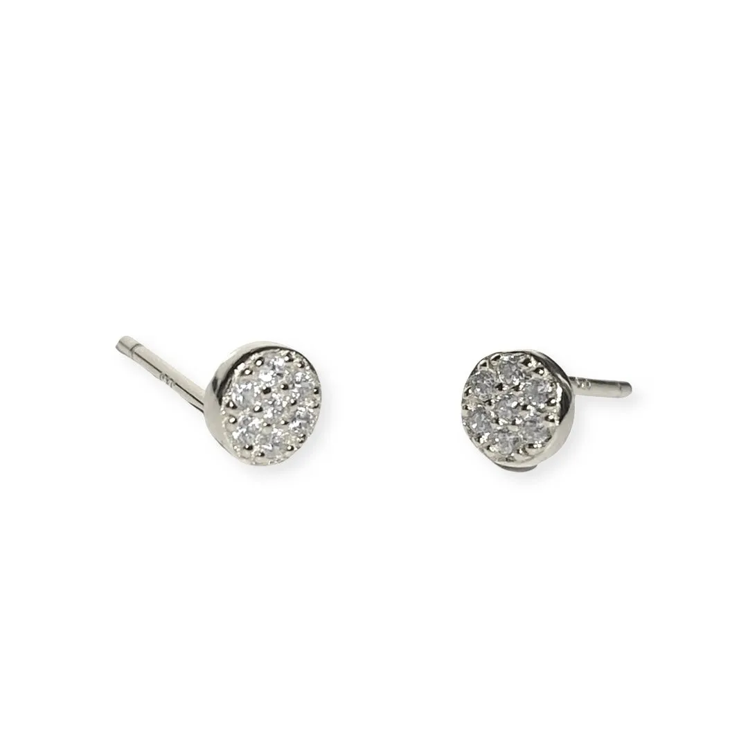 Geovana Pave Circle Mini Disc Studs