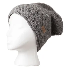 Honeycomb Slouch Hat, toque, gray beanie, knit cap, knit hat, fleece lined