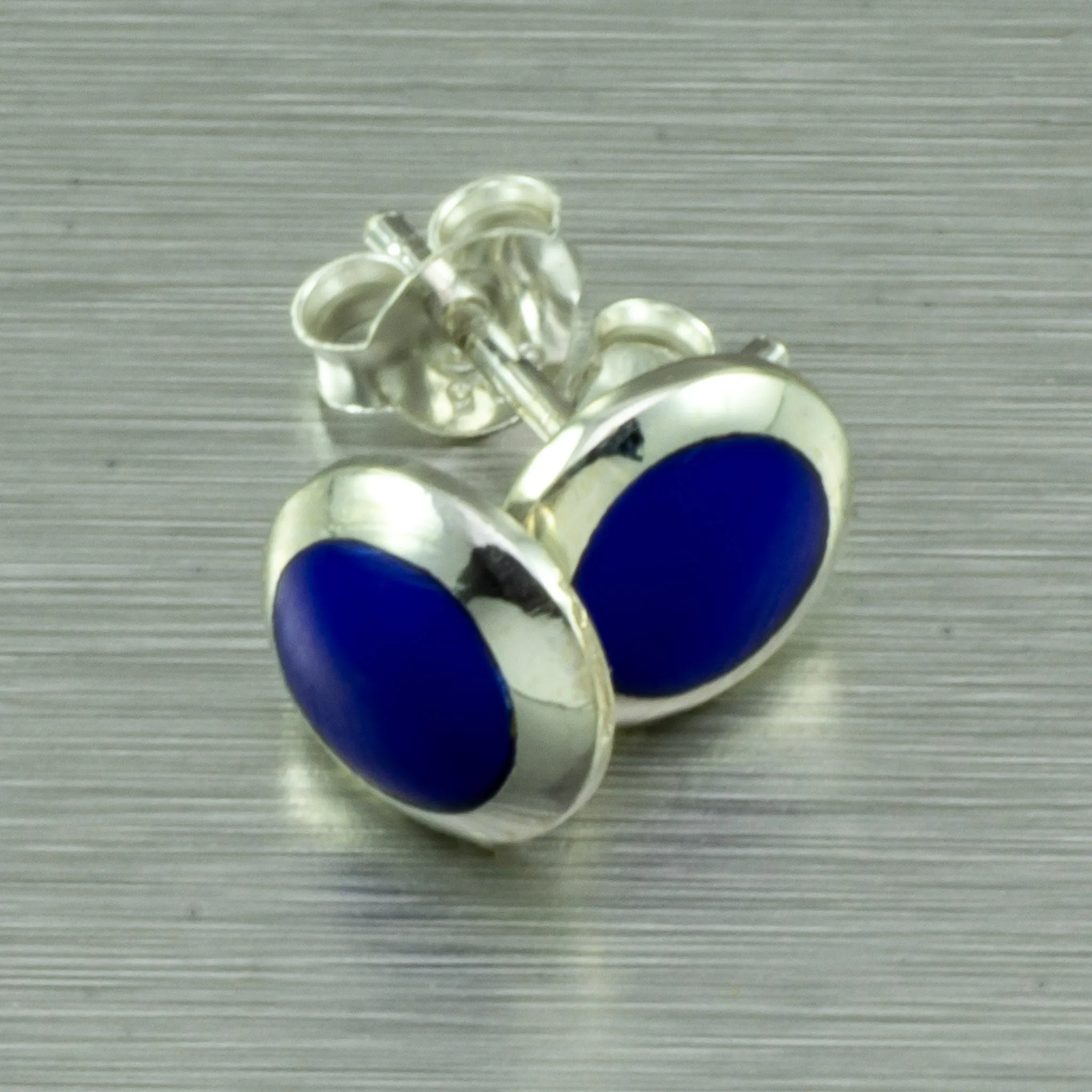 Lapis Lazuli silver stud earrings