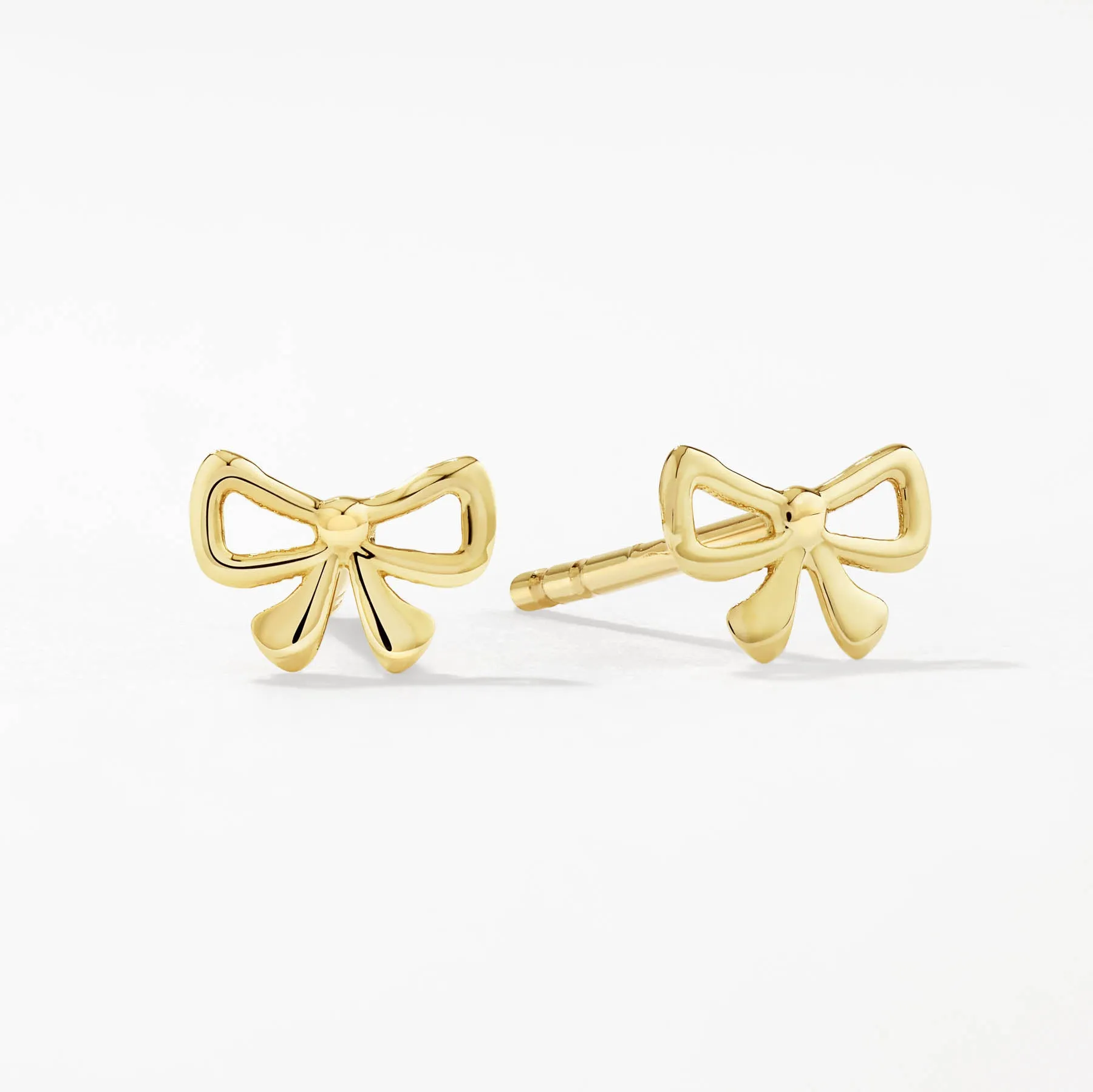 Micro Bow Stud Earrings in 10k Gold