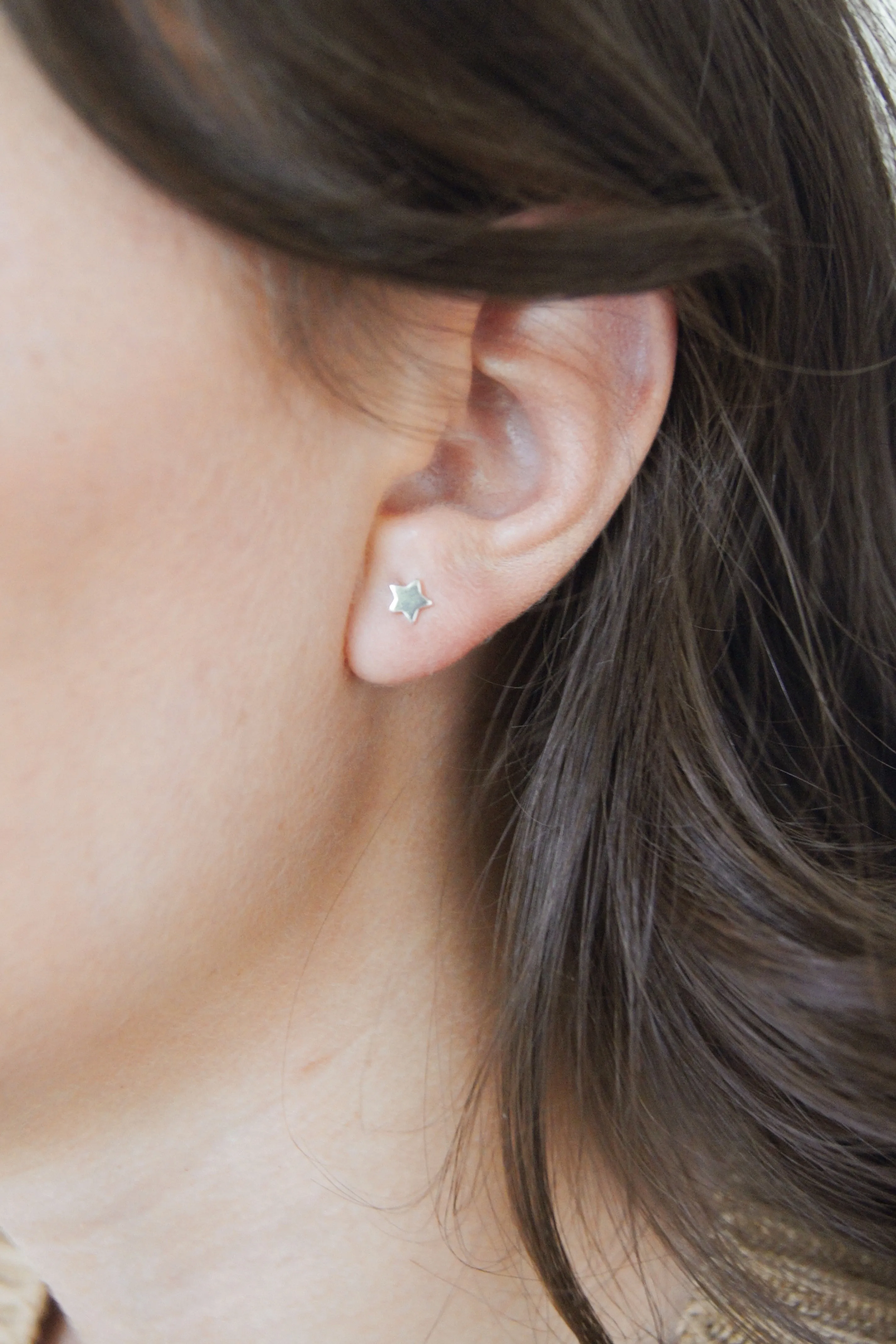 Moon and Star Stud Earrings Silver