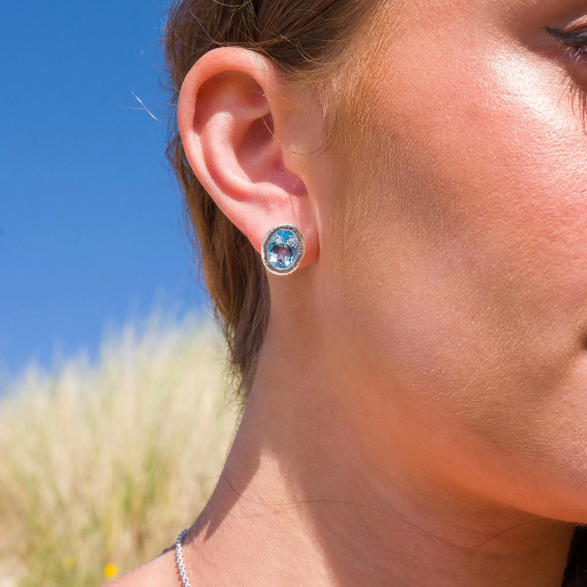 Ocean soul topaz studs