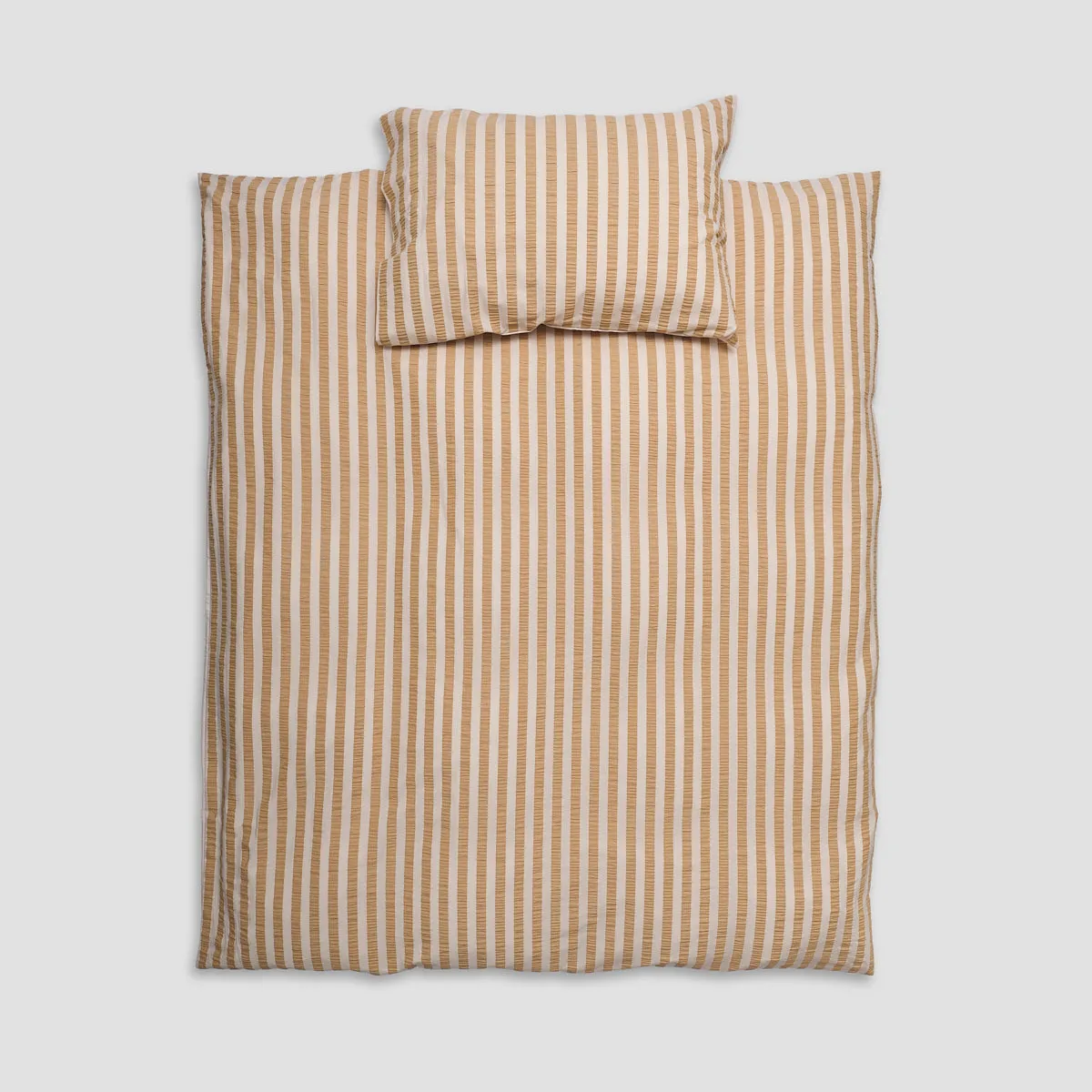 Ochre Seersucker Kids Stripe Cotton Bedding Set