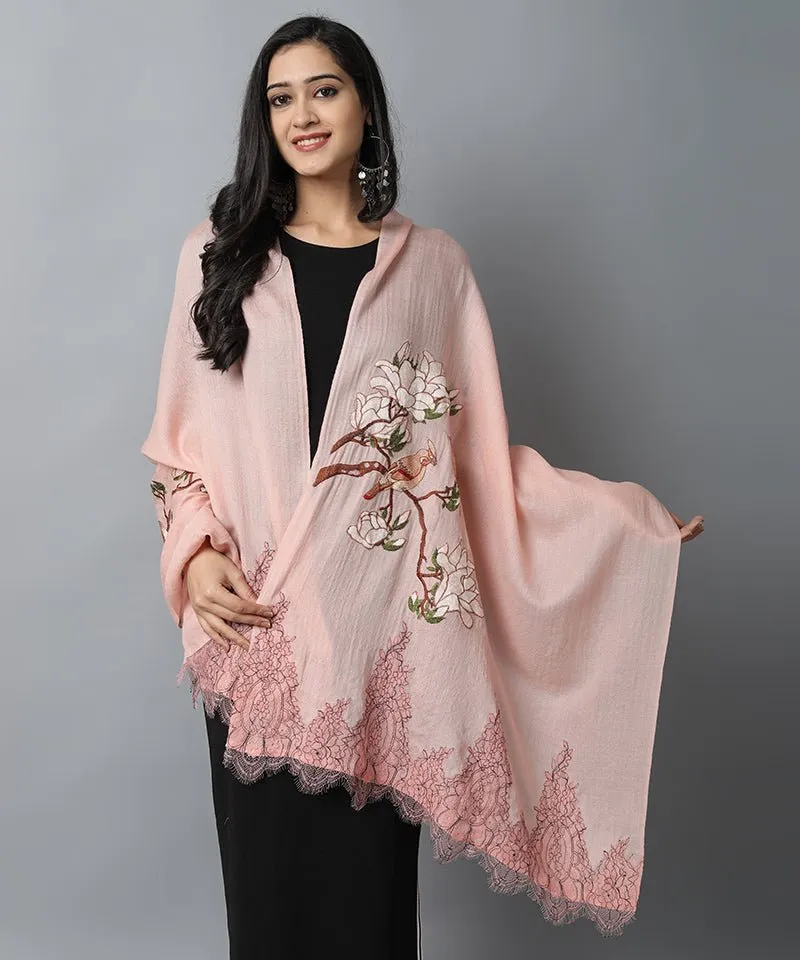 Peach Bird Pashmina-Cashmere Stole