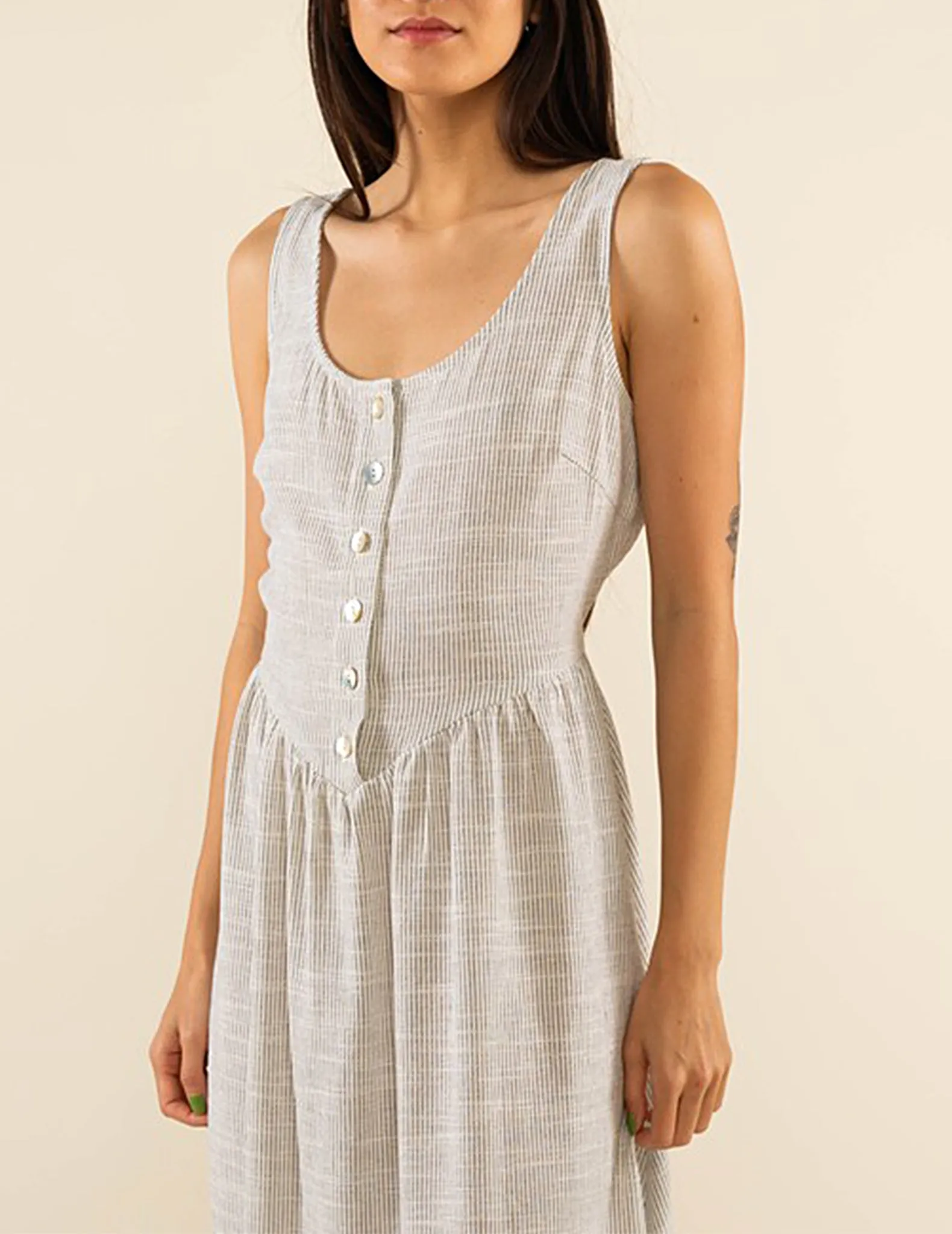 Petra Cotton Linen Button Dress