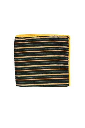 Pocket Square - Rich Silk Black & Orange Stripes