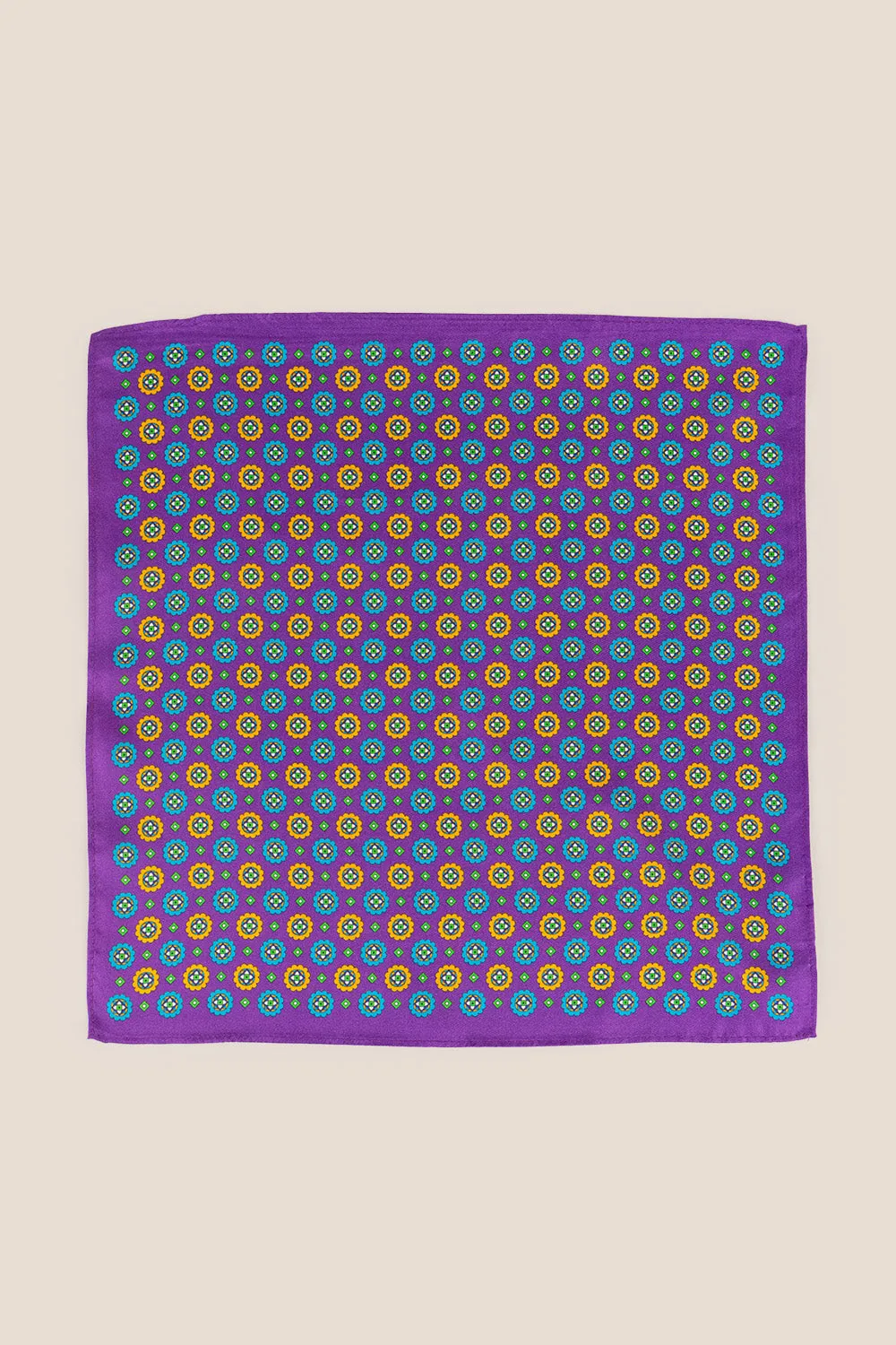 Purple Geometric Pattern Silk Handkerchief