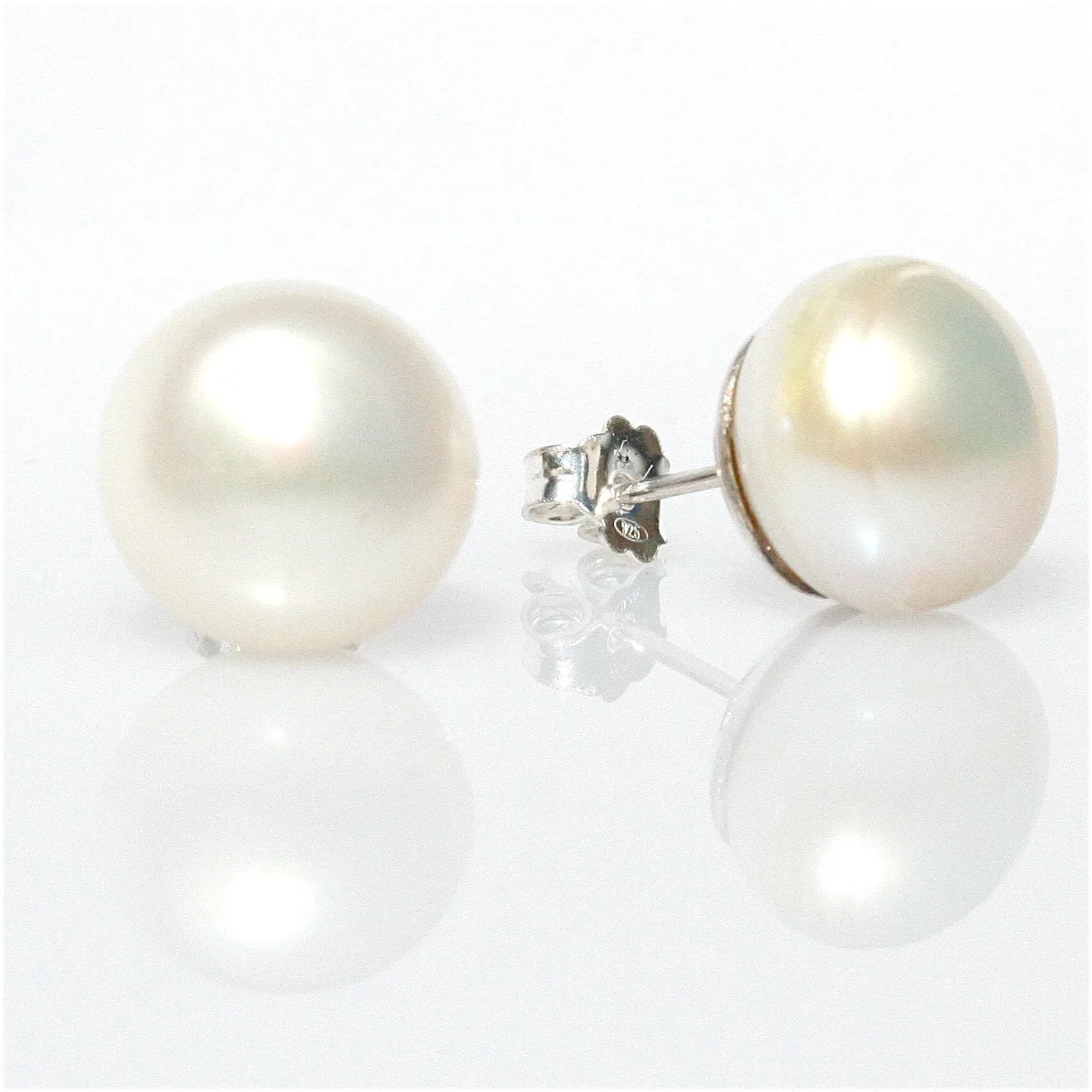 White Pearl Studs 12 mm