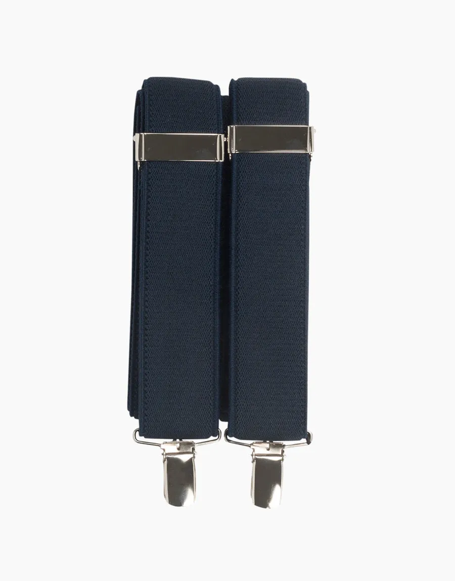 Y Back Navy Suspender Clip Braces